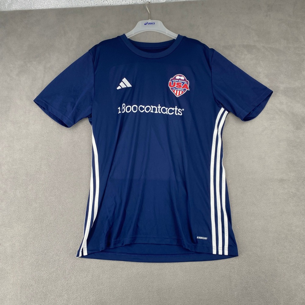 Adidas Utah Soccer Alliance USA Jersey sz Large Navy Blue Aeroready Slim Fit 13